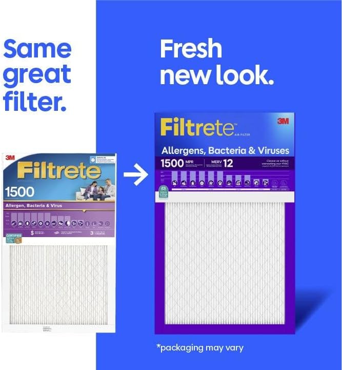 Filtrete 24x24x1 Air Filter, MERV 12, MPR 1500, Bacteria & Viruses, 3-Month AC - Image 2