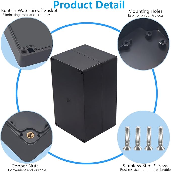 Outdoor Waterproof Junction Box IP67 Project Box ABS Black Electrical Boxes - Image 5