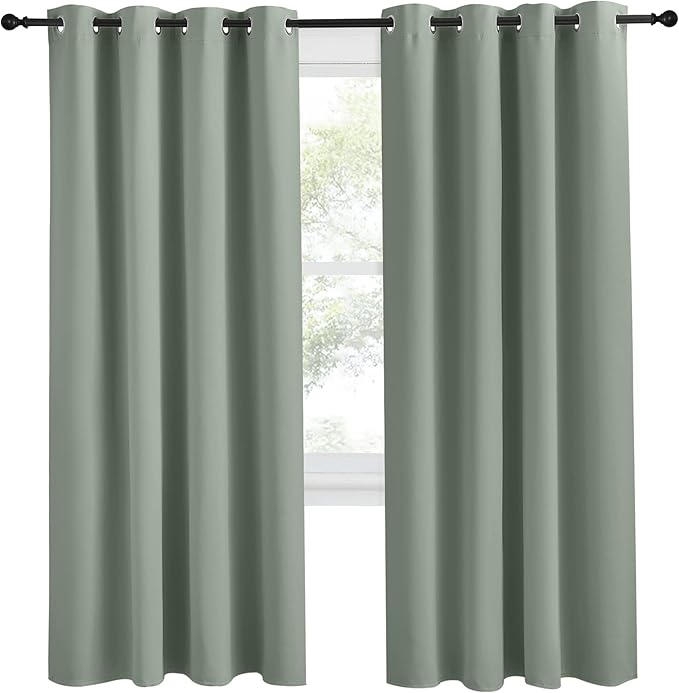 NICETOWN Blackout Greyish Green Curtain 78 inch Length - Image 2