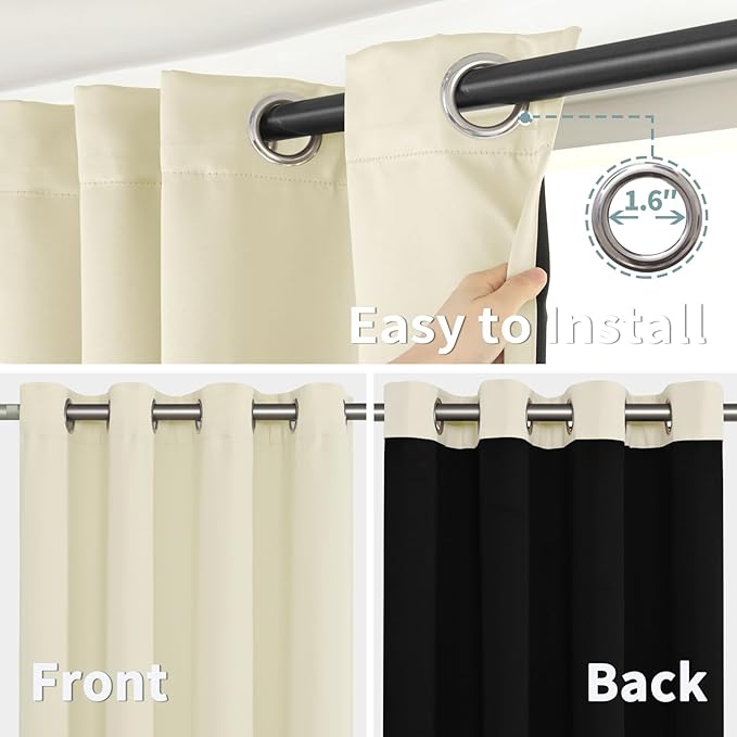 BGment Thermal Insulated 100% Blackout Curtains 69 Inch Length 2 Panels - Image 6