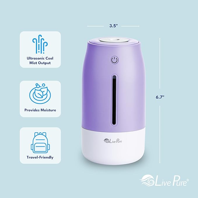 LivePure Cool Mist Humidifiers for Bedroom. Small Humidifier for Babies - Image 5