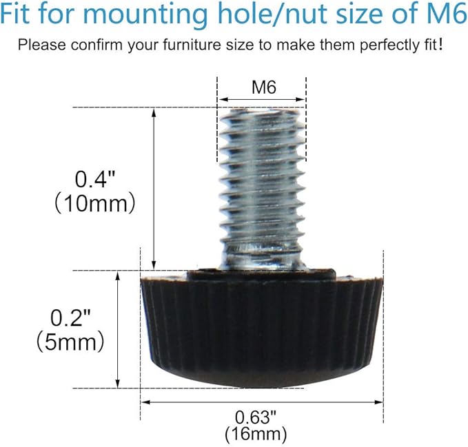uxcell M6 x 10 x 16mm Leveling Feet Adjustable Leveler Floor Protector - Image 2