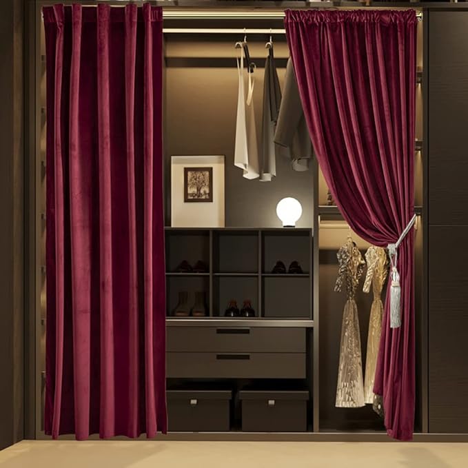 Burgundy Curtains for Bedroom, Back Tab Rod Pocket Single Curtain Panel - Image 7