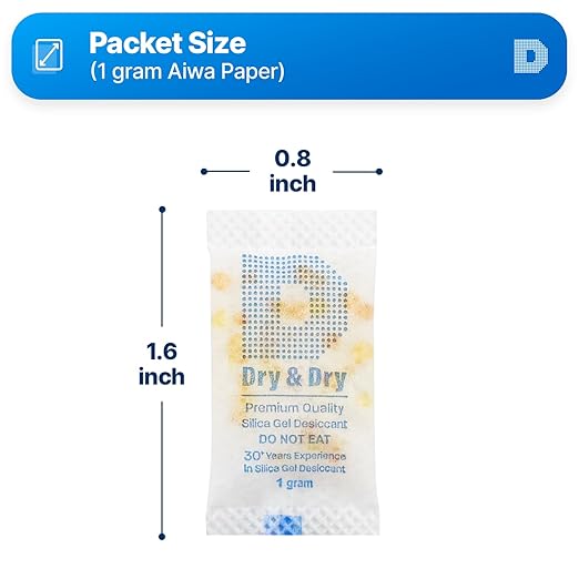 Dry & Dry 1 Gram Orange Indicating Silica Gel Packets Desiccants - Image 6