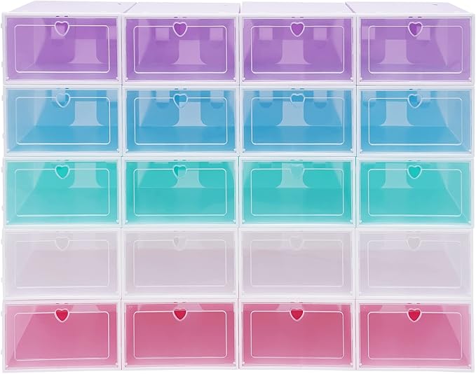 20 Pack Shoe Storage Box, Stackable Clear Plastic Shoes Organizer - Image 8