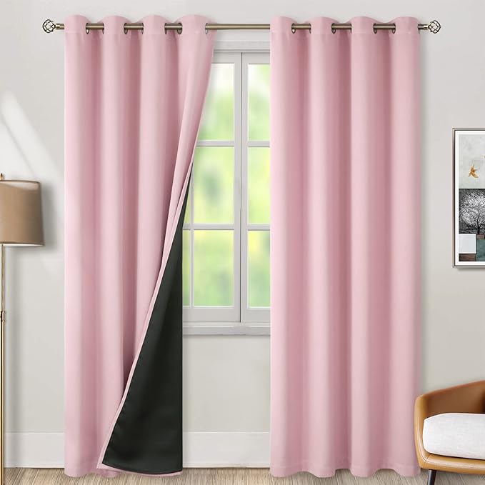 BGment Baby Pink 100% Blackout Curtains by BGment