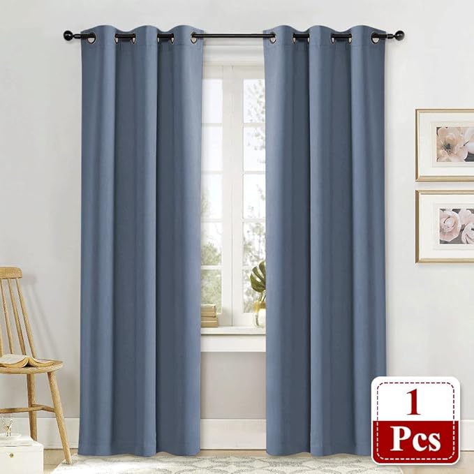 NICETOWN Stone Blue Blackout Room Darkening Drapery Window Treatment Thermal - Image 2