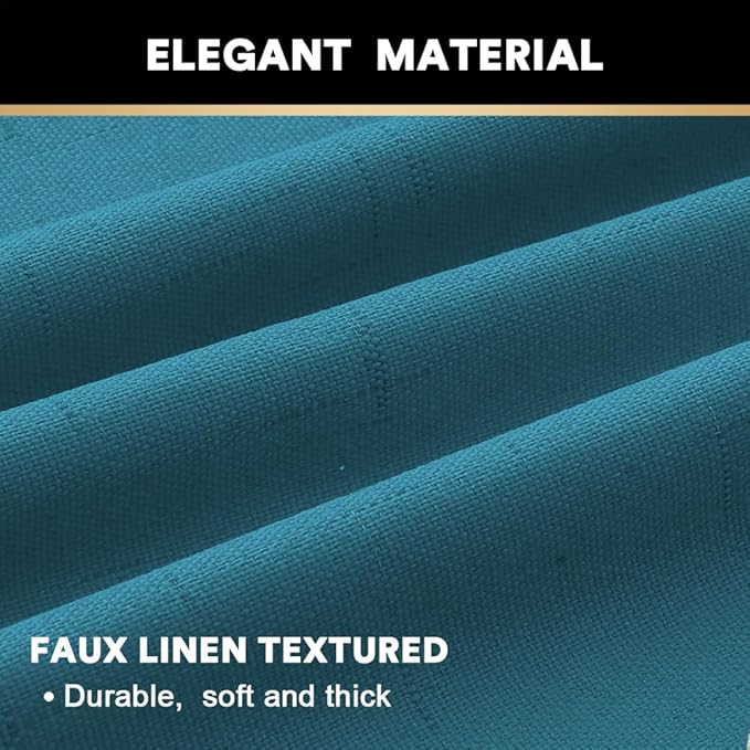 PrinceDeco 100% Blackout Linen Textured Curtains - Image 3