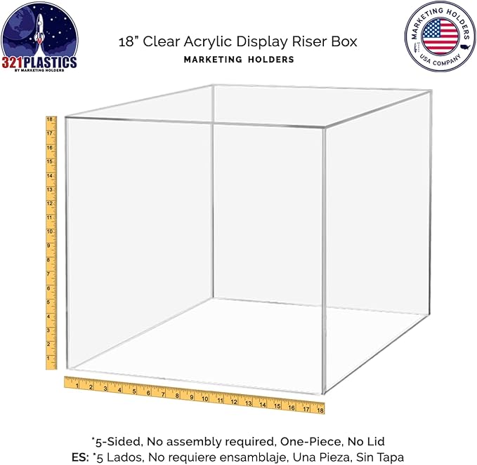 Acrylic Pedestal Display 18 Inch Tall Box Riser Vertical Rectangle Column Clear - Image 5