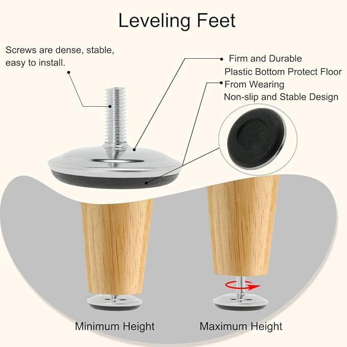 uxcell M8 x 20 x 50mm Screw on Furniture Glide Leveling Feet Adjustable Leveler - Image 4