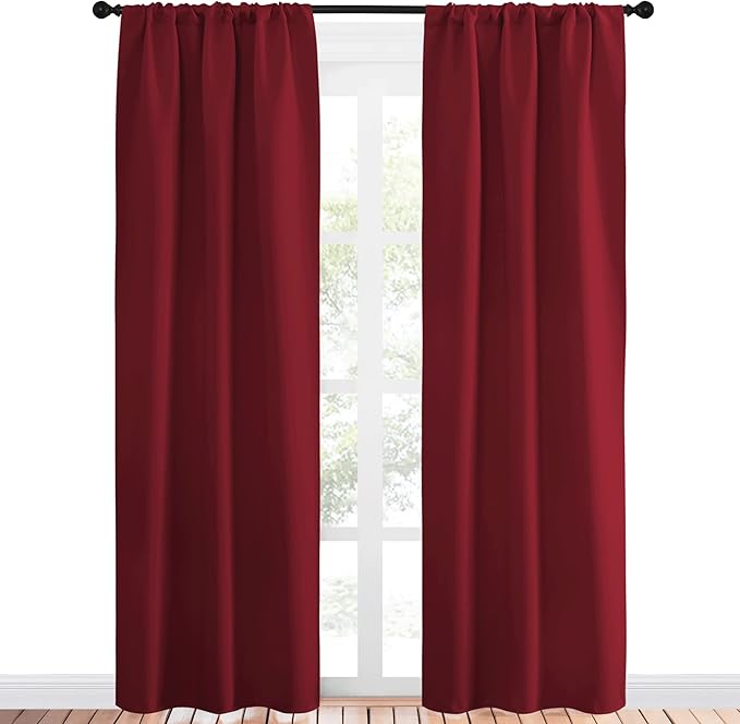 NICETOWN Christmas Burgundy Curtains Blackout Drape Panels - Image 2