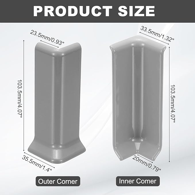 uxcell Self Adhesive Baseboard Corner Blocks, 4.07 Inch Wall Edge Corner - Image 2