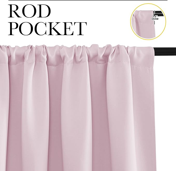 NICETOWN RV Blackout Curtains for Camper Windows, Baby Pink, Kitchen Short - Image 2