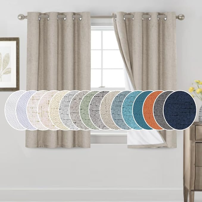 PrinceDeco Linen Blackout Curtains 100% Blackout Curtains by PrinceDeco