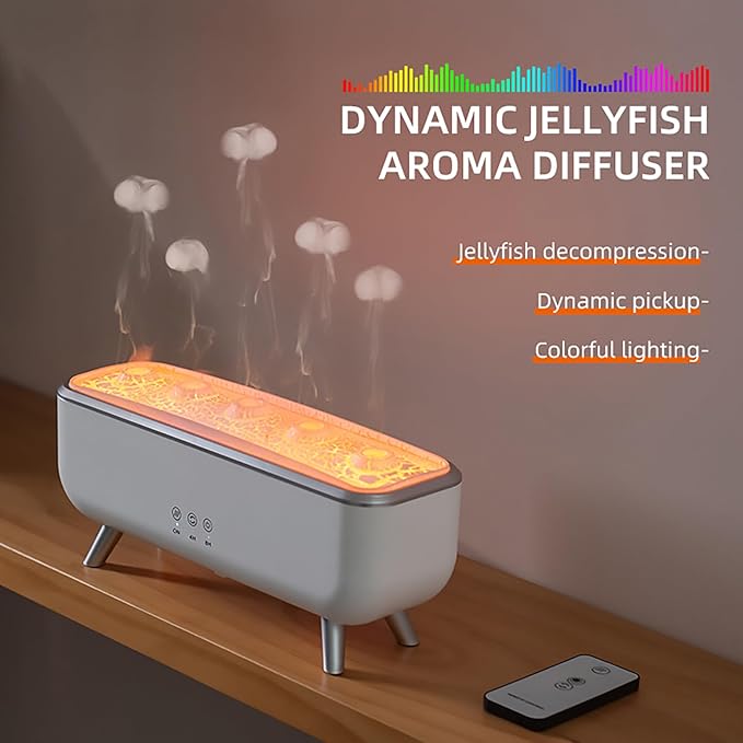Jellyfish Oil Diffuser Humidifier, 7-Color Gradient LED Lights, 300ML Dynamic - Image 2