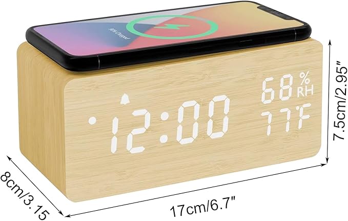 Lancoon Wooden Digital Alarm Clock - Image 4