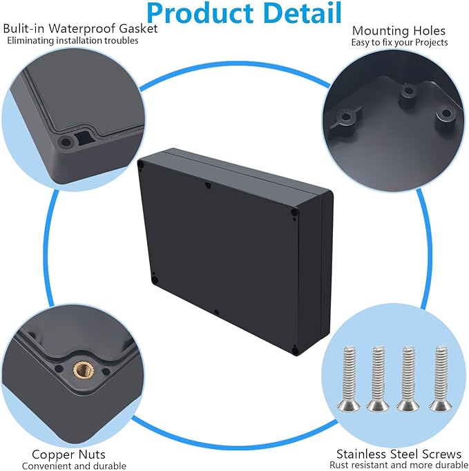Project Box ABS Black Electrical Boxes IP67 Outdoor Waterproof box Electronic - Image 6