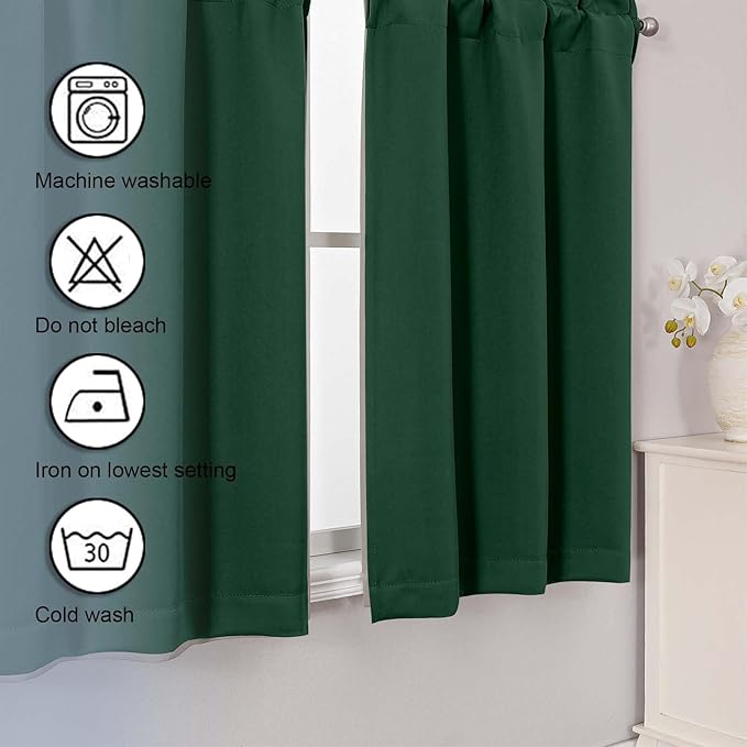 Chyhomenyc Ever Green Short Blackout Curtains 30 Inch Length, Small Kitchen - Image 7