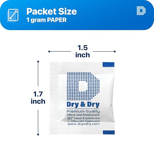 Dry & Dry 1 Gram Silica Gel Packets Desiccants, Silica Packets - Image 7