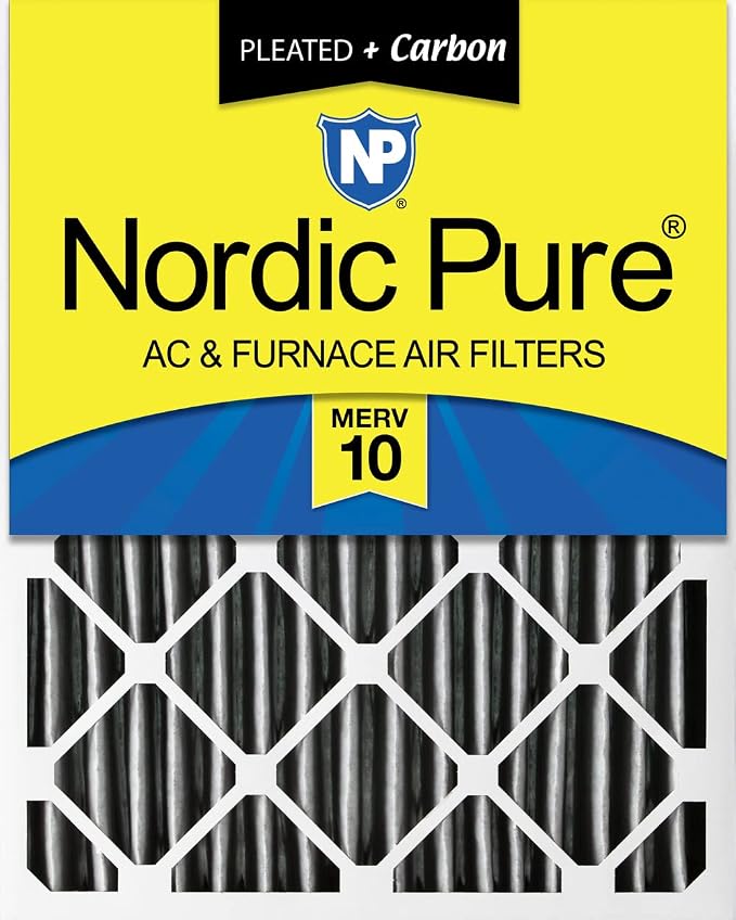 Nordic Pure 16x24x4 Pleated MERV 10 Plus Carbon Air Filter 1 Pack | Actual by NordicPure