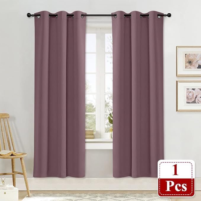 NICETOWN Kitchen Blackout Window Curtain Panel, Dry Rose, 1 Panel, 42 by 72 - Image 2