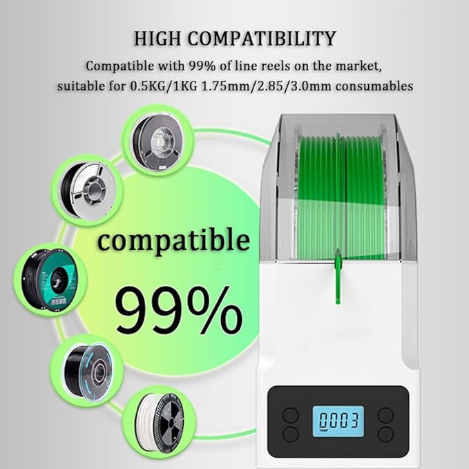 Filament Dryer, 48W 3D Printer Filament Dry Box w/3 Temperature Setting and - Image 2