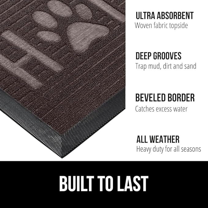 GORILLA GRIP 100% Waterproof All-Season WeatherMax Doormat 35x23, US Designed - Image 2