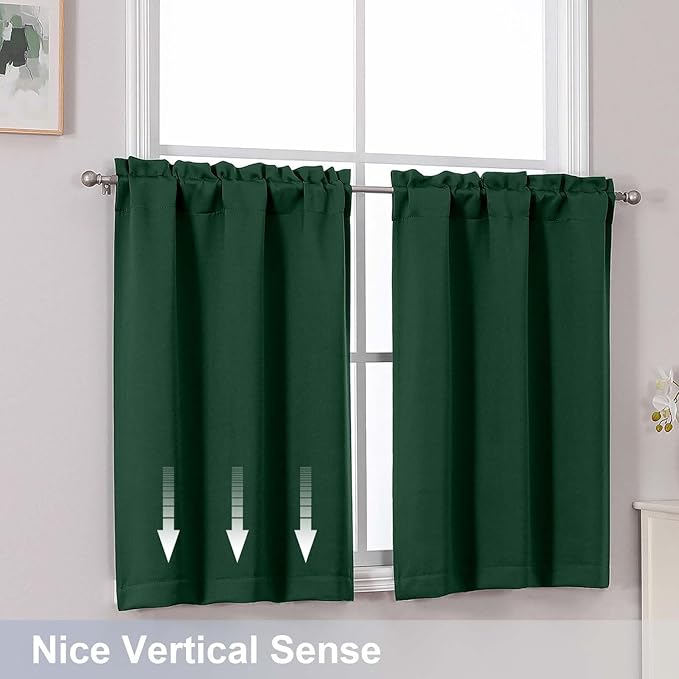 Chyhomenyc Ever Green Short Blackout Curtains 36 Inch Length, Small Kitchen - Image 6