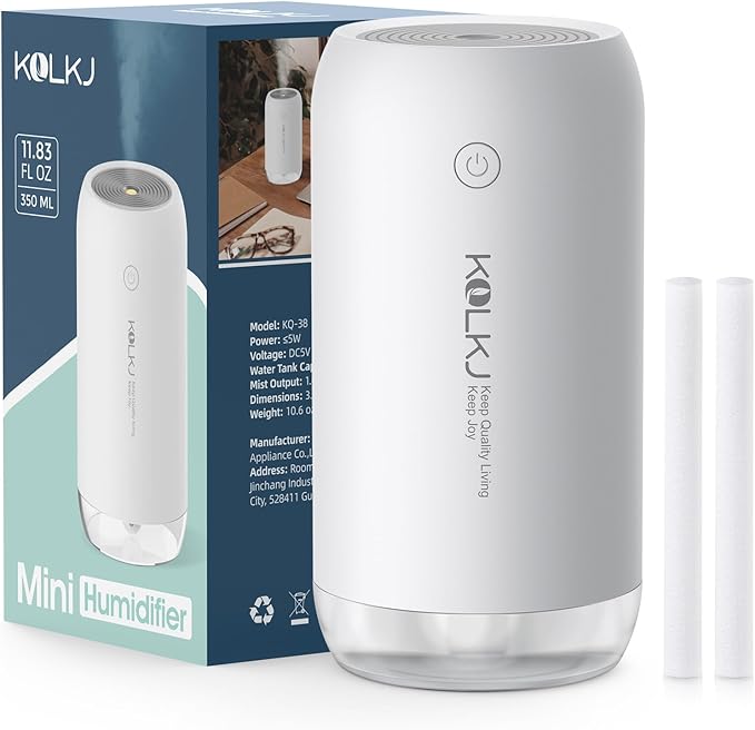 Portable Mini Humidifier, KQLKJ 350ml Small Cool Mist Humidifiers, USB Personal - Image 2