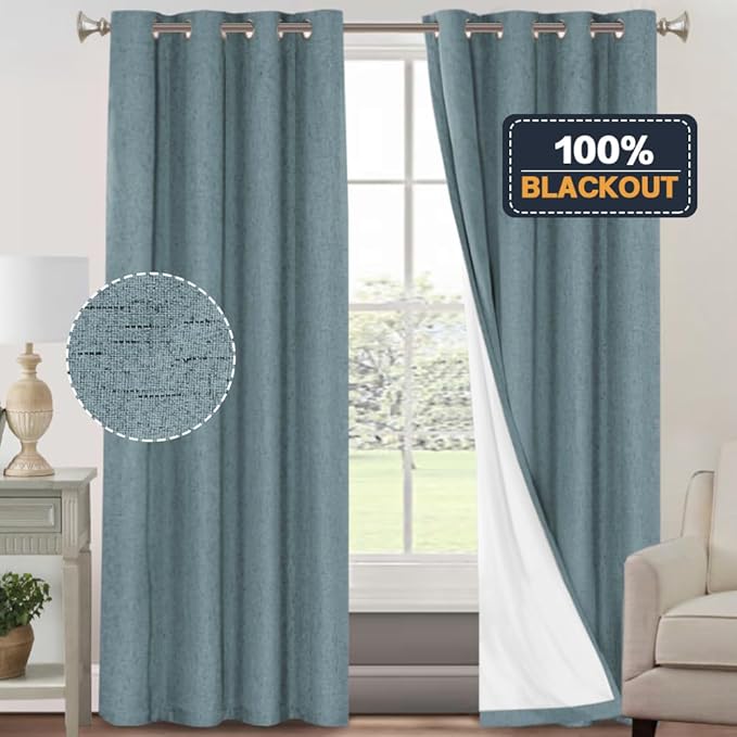 PrinceDeco Linen Blackout Curtains 84 Inches Long 100% Blackout Curtains - Image 6