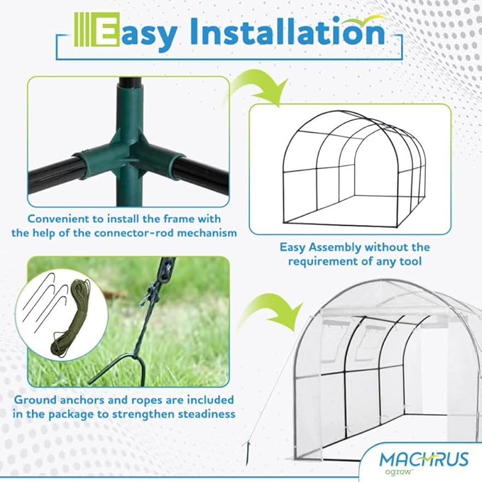 Machrus Ogrow Deluxe Walk-in Tunnel Greenhouse - Image 5