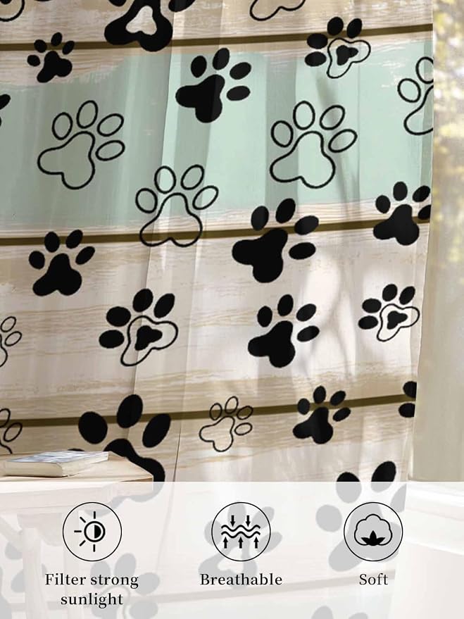 Sheer Curtains 72 Inches Long, Sage Green Beige Farmhouse Semi Sheer Curtains - Image 6