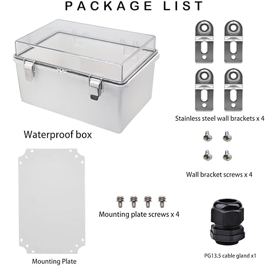 Waterproof Electrical Box, IP67 Junction Box Stainless Steel Latch Hinged Clear - Image 5