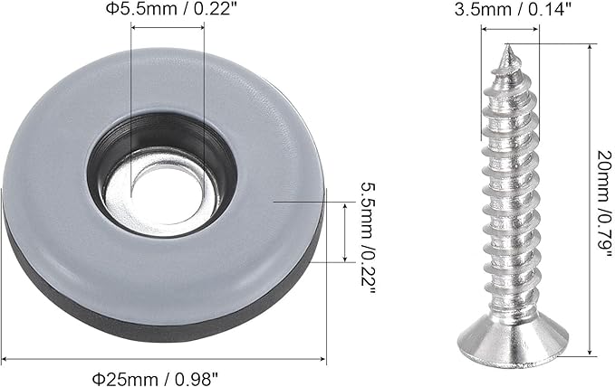 uxcell 25mm Furniture Feet Slider Glides Screw-in Chair Leg Protector Pads PTFE - Image 2