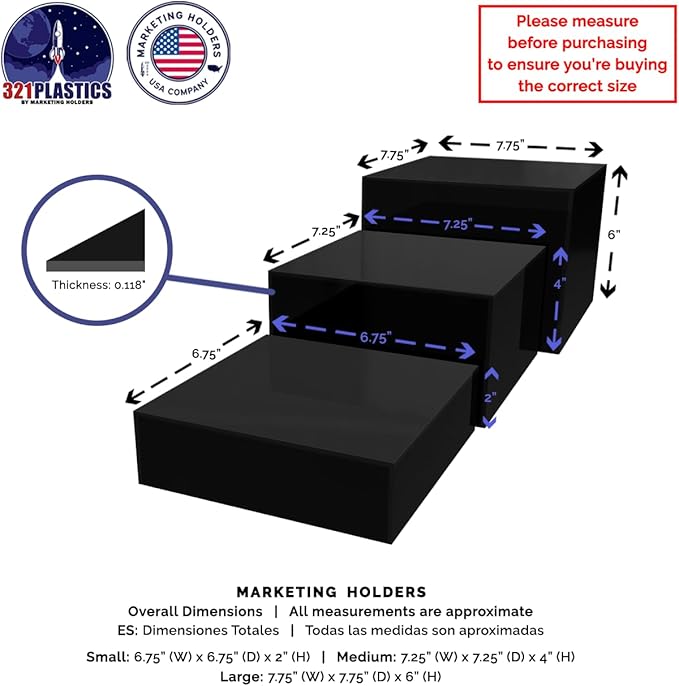 Riser Boxes Set of 3 Glossy Black 2" - Image 6