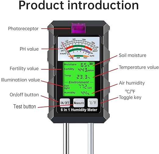 6-in-1 Soil Moisture Meter, Hygrometer - Image 8