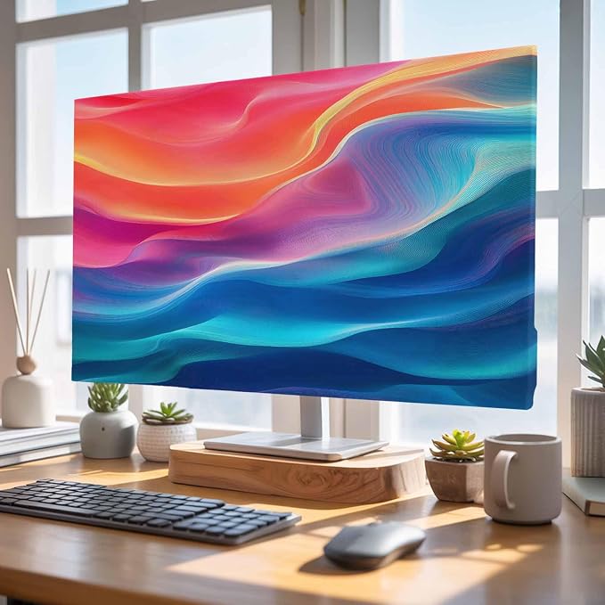 Modern Abstract Water Ripple Ombre Indoor TV Cover, Elastic TV Screen Protector by Unknown