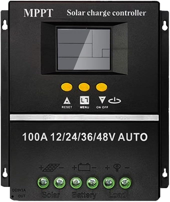 100A MPPT Solar Charge Controller, 12/24/36/48V, LCD Display, Dual USB by SAOOER
