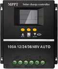 100A MPPT Solar Charge Controller, 12/24/36/48V, LCD Display, Dual USB by SAOOER