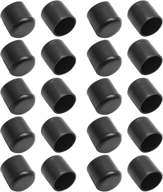 20 Pcs Round Rubber Furniture Leg Caps, 3/4" Vinyl Flexible Chair Leg Floor by Bonsicoky