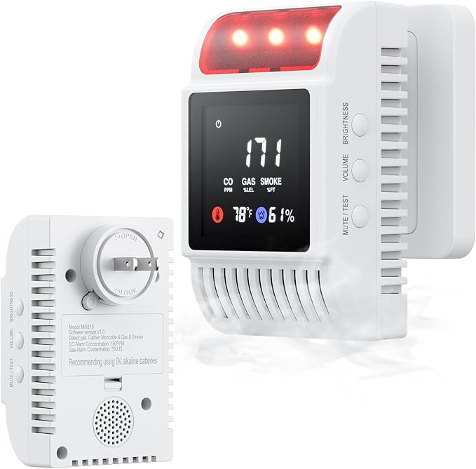 6 in 1 Carbon Monoxide Detectors & Smoke Detector, Natural Gas & Carbon by Unknown