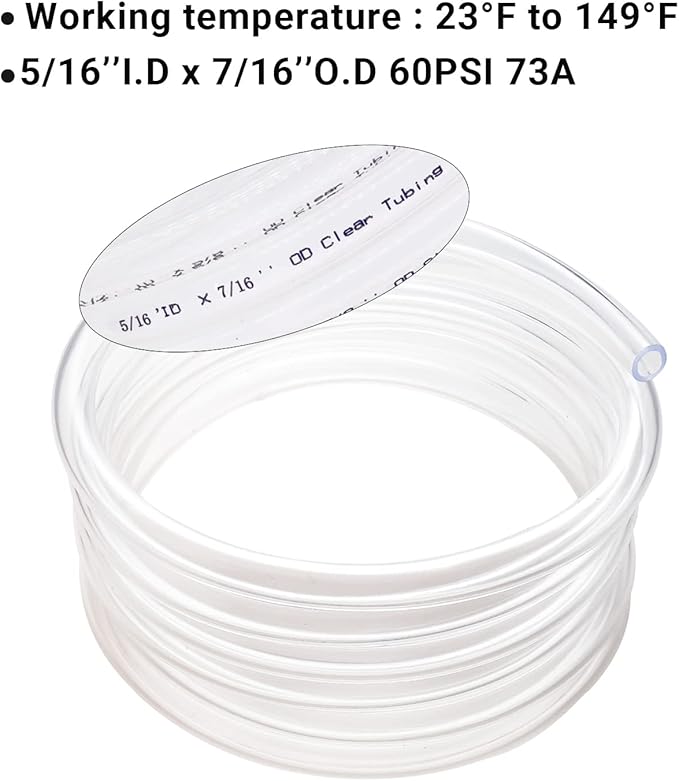 Clear Vinyl Tubing 5/16" ID × 7/16" OD -10 Ft 60PSI, Flexible Plastic Tubing - Image 5