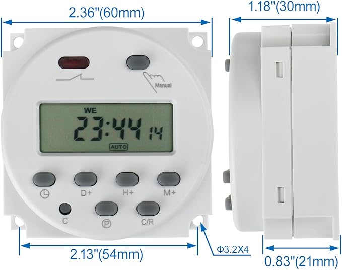 Baomain Time Switch Relay, Digital LCD Programmable Timer, 12V DC/AC Input - Image 4