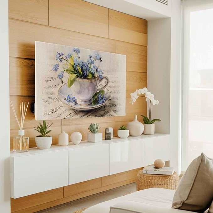 Spring Flowers Tea Cup Musical Score Indoor TV Cover, Elastic TV Screen - Image 2