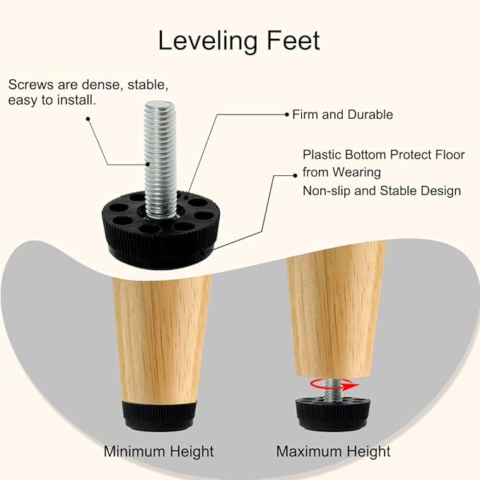 uxcell M8 x 28 x 30mm Furniture Glide Leveling Feet Adjustable Leveler Floor - Image 4