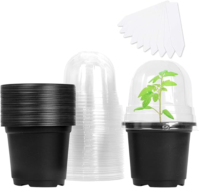 MIXC Plant Nursery Pots with Humidity Dome 4" Soft Transparent Plastic by MIXC