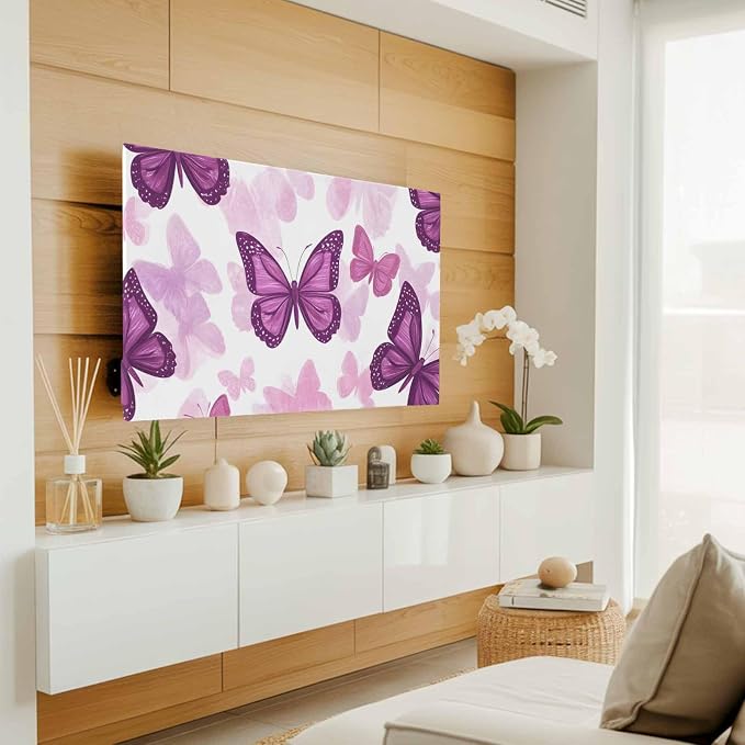 Summer Purple Butterflies Indoor TV Cover, Elastic TV Screen Protector Country - Image 3