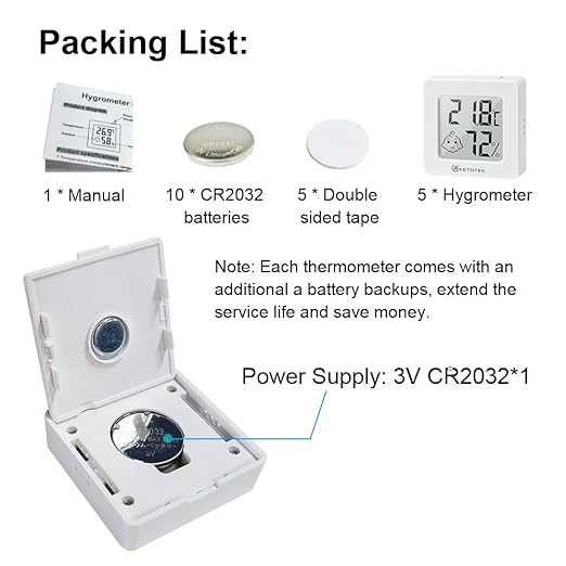 KETOTEK 5 Pack Thermometer Room Hygrometer Indoor Mini Temperature and Humidity - Image 3