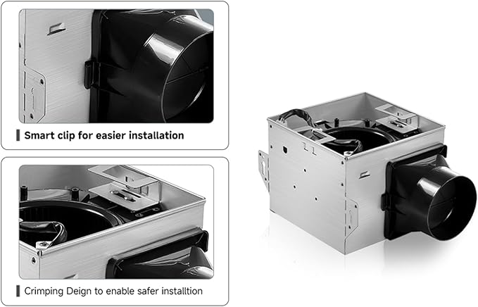 Tech Drive Bathroom Exhaust Fan 110 CFM, 1.5 Sone, 4-Inch Duct, No Attic Access - Image 4