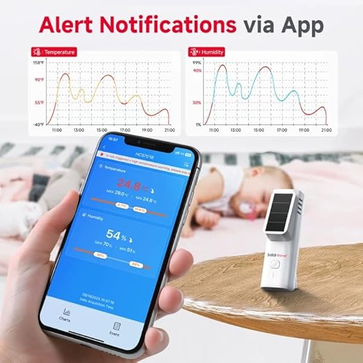 BaldrTherm Solar Bluetooth Temperature & Humidity Monitor, Wireless Thermometer - Image 4